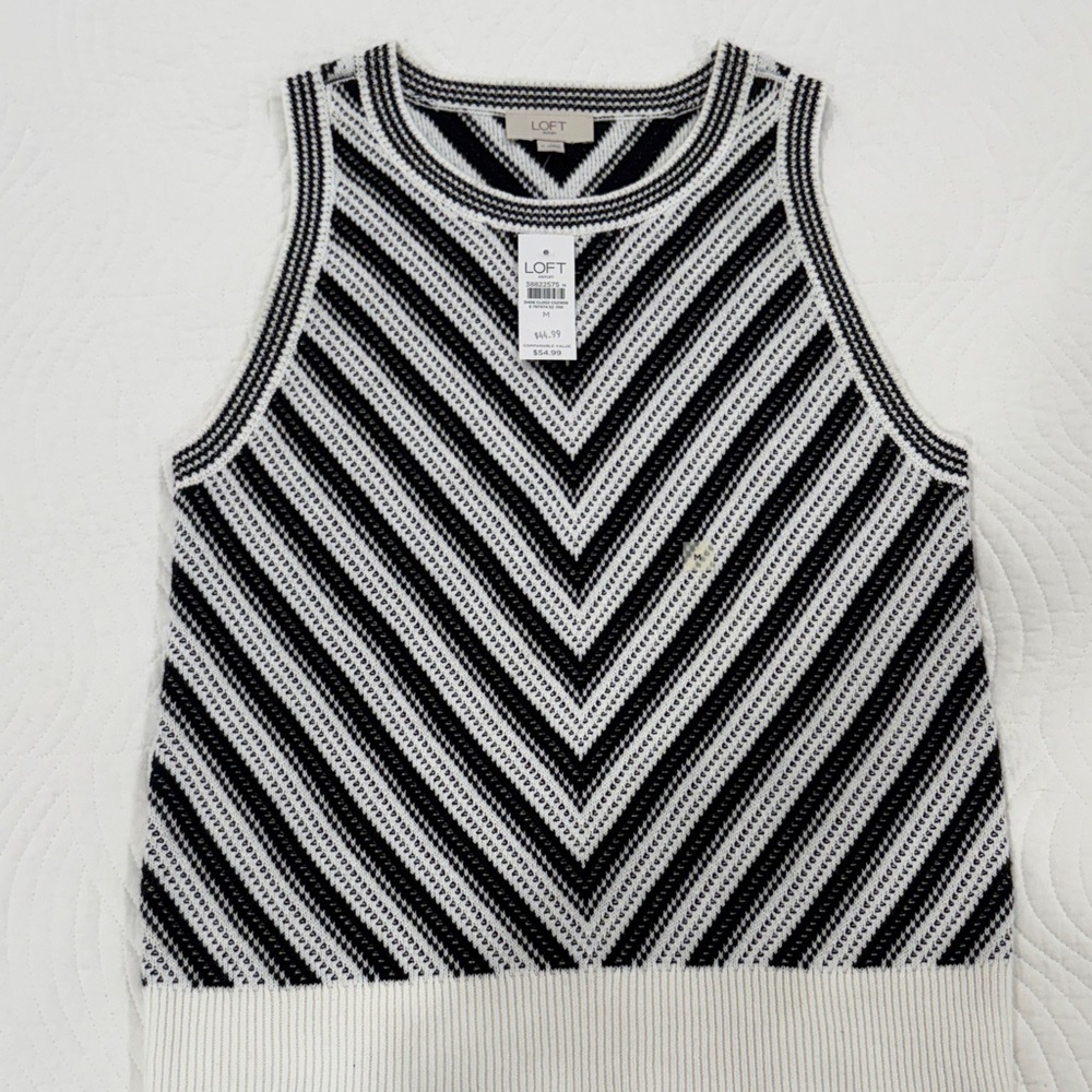 NWT LOFT Chevron Black and White Tank Top